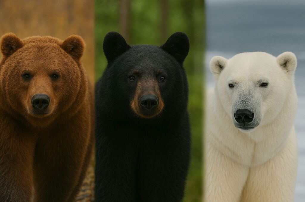 Brunbjörn, svartbjörn och isbjörn
