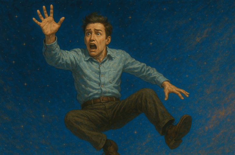 Man i rymden utan rymddräkt.