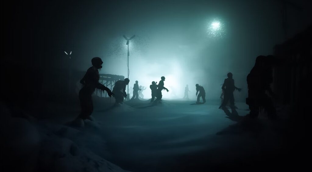 Zombier fast i snön.